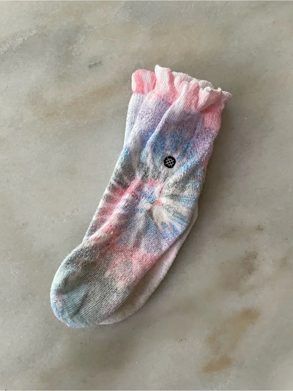 Stance Tie-Dye Ruffle Crew Socks - Pastel Pink, Blue & Purple